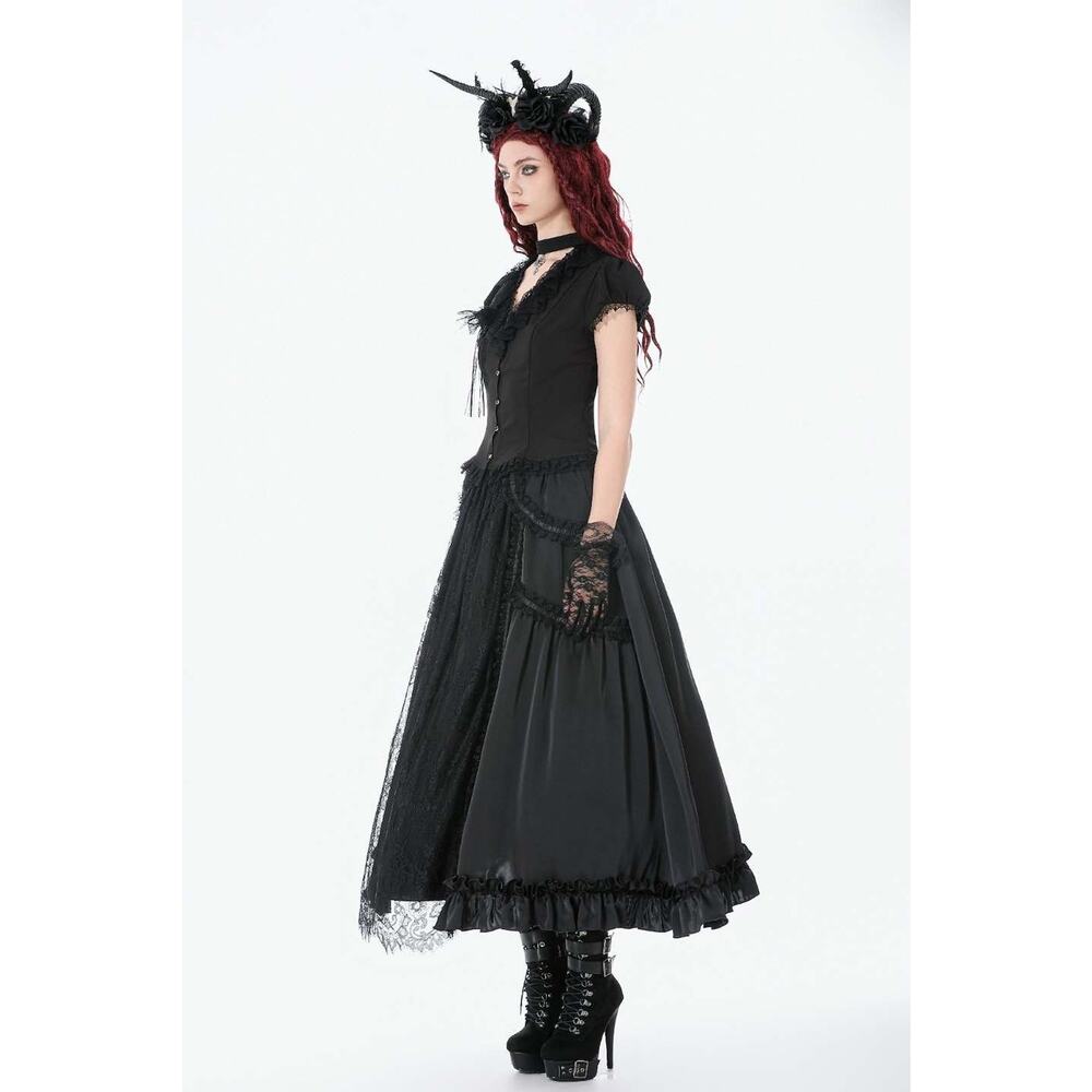 Dark in Love Gothic Victorian Vampire Vkei Black Lace & Ruffle Skirt M-XL - Picture 10 of 12